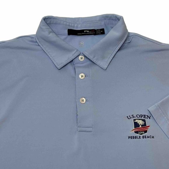 Ralph Lauren RLX MEDIUM Blue Golf Polo US Open 2019 Pebble Beach Wicking - Picture 1 of 12
